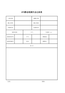 GPS静态观测外业记录表