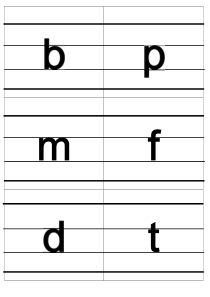 自制-小学汉语拼音字母表卡片-四格线-带声调--pdf--A4直接打印版