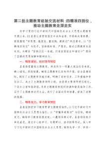 第二批主题教育经验交流材料：四精准四到位，推动主题教育走深走实