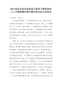 【研讨发言】统计局长在全市县处级干部学习贯彻党的二十大精神理论研讨集中轮训班上的发言