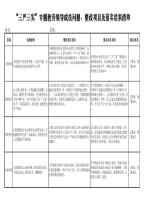 专题教育领导班子成员问题、整改项目及落实结果清单