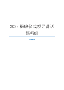 2023揭牌仪式领导讲话稿精编