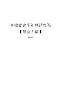 乡镇党建半年总结集聚【最新5篇】