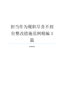 担当作为履职尽责不到位整改措施范例精编3篇