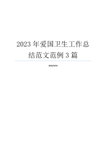 2023年爱国卫生工作总结范文范例3篇