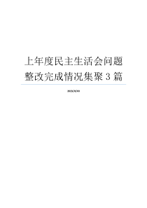 上年度民主生活会问题整改完成情况集聚3篇