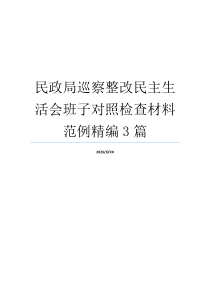 民政局巡察整改民主生活会班子对照检查材料范例精编3篇