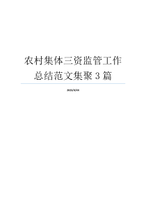 农村集体三资监管工作总结范文集聚3篇