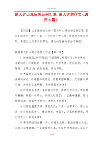 露天矿山观后感范例汇聚 露天矿的作文（通用4篇）