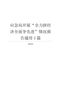 应急局开展“全力拼经济全面争先进”情况报告通用3篇