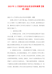 2023年11月组织生活会发言材料集聚【推荐4篇】