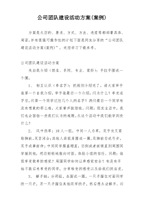 公司团队建设活动方案(案例)