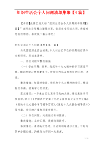 组织生活会个人问题清单集聚【4篇】