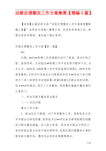 巡察反馈整改工作方案集聚【精编5篇】