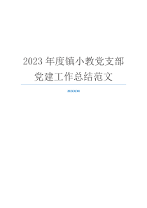 2023年度镇小教党支部党建工作总结范文