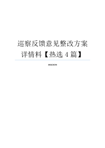 巡察反馈意见整改方案详情料【热选4篇】