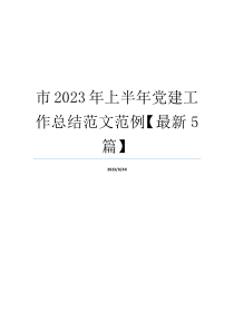 市2023年上半年党建工作总结范文范例【最新5篇】