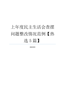 上年度民主生活会查摆问题整改情况范例【热选5篇】