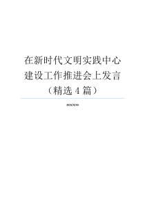 在新时代文明实践中心建设工作推进会上发言（精选4篇）