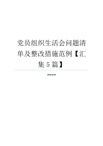 党员组织生活会问题清单及整改措施范例【汇集5篇】