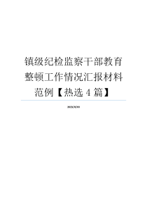 镇级纪检监察干部教育整顿工作情况汇报材料范例【热选4篇】