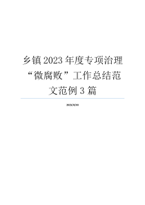 乡镇2023年度专项治理“微腐败”工作总结范文范例3篇