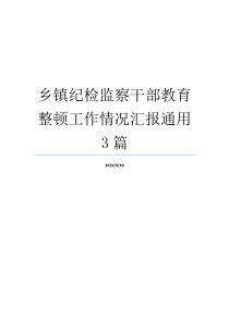 乡镇纪检监察干部教育整顿工作情况汇报通用3篇