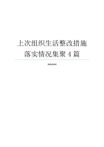 上次组织生活整改措施落实情况集聚4篇