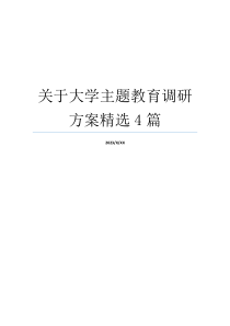 关于大学主题教育调研方案精选4篇