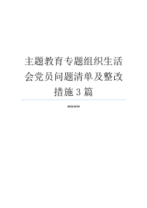 主题教育专题组织生活会党员问题清单及整改措施3篇