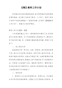 【精】教师工作计划