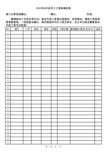 2013年4月份工资条签收明细表