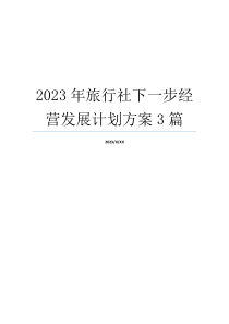 2023年旅行社下一步经营发展计划方案3篇