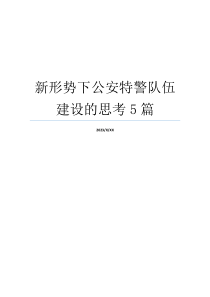 新形势下公安特警队伍建设的思考5篇