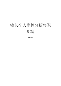 镇长个人党性分析集聚8篇