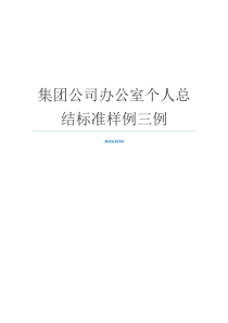 集团公司办公室个人总结标准样例三例