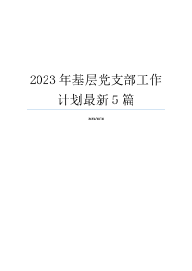 2023年基层党支部工作计划最新5篇