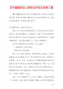 在专题组织会上领导点评发言范例3篇