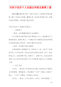 对班子成员个人的建议和意见集聚3篇