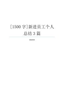 [1500字]新进员工个人总结3篇