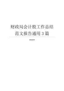 财政局会计股工作总结范文报告通用3篇