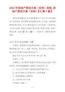 2023年房地产策划方案（实例）流程_房地产策划方案（实例）【汇集5篇】