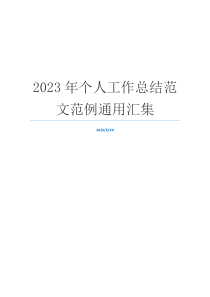 2023年个人工作总结范文范例通用汇集