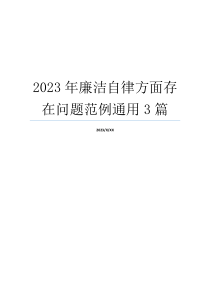 2023年廉洁自律方面存在问题范例通用3篇