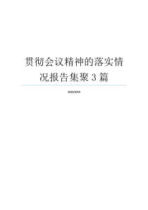 贯彻会议精神的落实情况报告集聚3篇