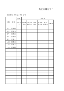 2016年淘宝店铺运营日报表