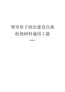 领导班子政治建设自我检视材料通用3篇