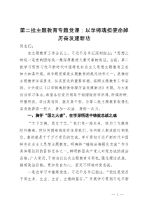 第二批主题教育专题党课：以学铸魂担使命踔厉奋发建新功