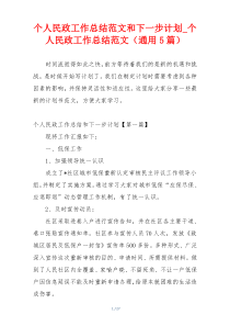 个人民政工作总结范文和下一步计划_个人民政工作总结范文（通用5篇）