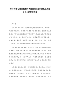 2023年书记在主题教育调查研究和案例分析工作座谈会上的发言多篇